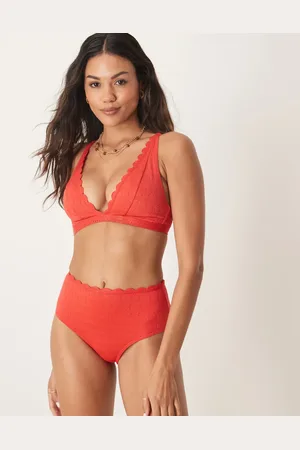 Peek & Beau – Bikinihose in mit Lockstickerei, hoher Taille und Muschelsaum