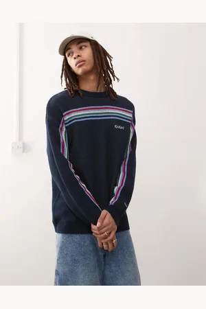 Kickers – Oversize-Fit Retro-Strickpullover in dunklem mit mehreren Streifen