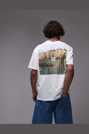 Topman – Premium – Oversize-T-Shirt in mit Gondel-Aufdruck und Stickerei auf Vorder- und Rückseite