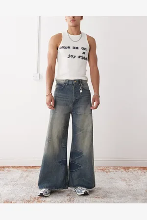 Cheap Monday – Rad – Skater-Jeans in blauer Waschung mit verblassten Highlights und superweitem Bein