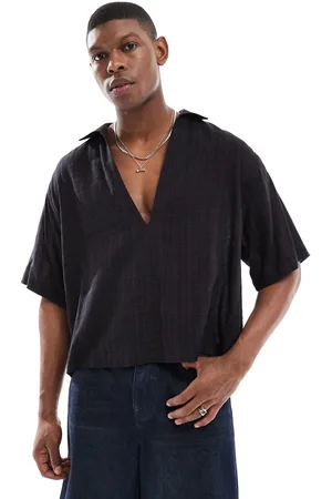 ASOS – Kastiges Oversize-Hemd zum Überziehen in mit tiefem Revers-Ausschnitt