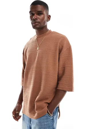 ASOS – Strukturiertes Oversize-T-Shirt in mit halblangen Ärmeln