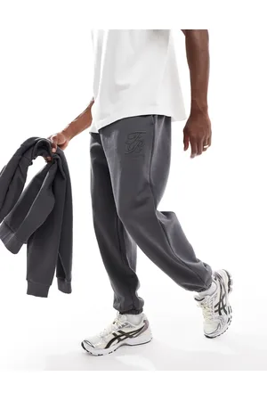 ASOS – Premium – Oversize-Jogginghose in Anthrazit mit erhöhtem Print