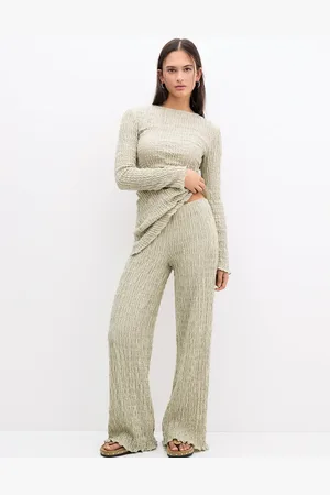 Pull&Bear – Strukturierte Hose in mit weitem Bein, Kombiteil