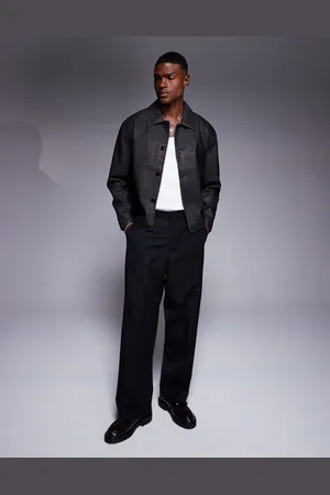ASOS – Harrington-Jacke aus Kunstleder in Schwarz