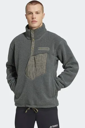 adidas – Terrex Xploric – Hochfloriges Fleece-Sweatshirt in Legend Ivy