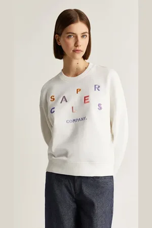 SCALPERS – Pullover in Wollweiß mit bunter Buchstabenstickerei