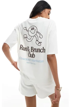 Pull&Bear – Oversize-T-Shirt in mit „Running Club“-Print