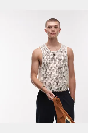 Topman – Trägertop aus weitmaschigem Netzstoff in Ecru
