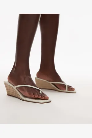 Topshop – Hannah – Weiße Sandaletten mit Keilabsatz