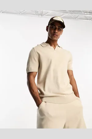 SELECTED – Gestricktes Polohemd in Beige, Kombiteil