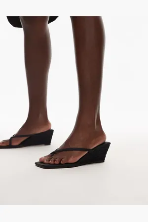 Topshop – Hannah – Schwarze Sandaletten mit Keilabsatz