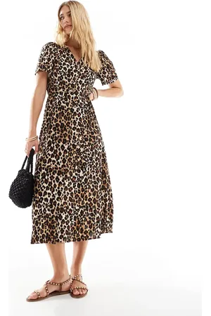 VERO MODA – Maxikleid mit Knopfleiste und Leopardenmuster