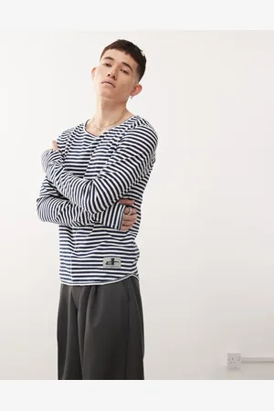 Cheap Monday X Landon Barker – Langärmliges T-Shirt mit Streifen in Schwarz und und Rückenprint