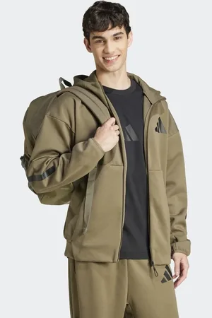 adidas – Z.n.e. – Trainingsjacke in Olive Strata mit Reißverschluss und Kapuze