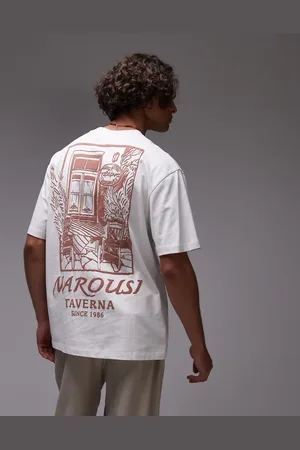 Topman – Oversize-T-Shirt in mit „Taverna“-Print auf Vorder- und Rückseite