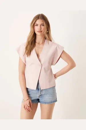 ASOS – Elegante Wickelweste in mit Leinenanteil