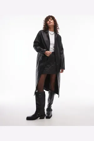 AllSaints – Aire – Langer Ledermantel in