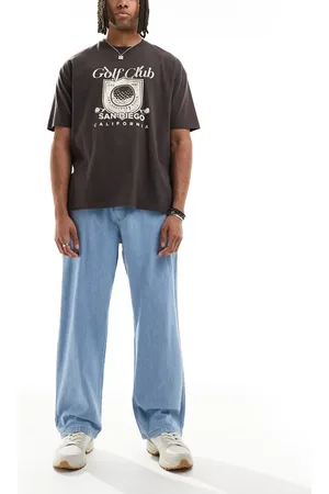 JACK & JONES – Dave – Weit geschnittene, leichte Jeans in hellblauer Waschung mit Kordelzug