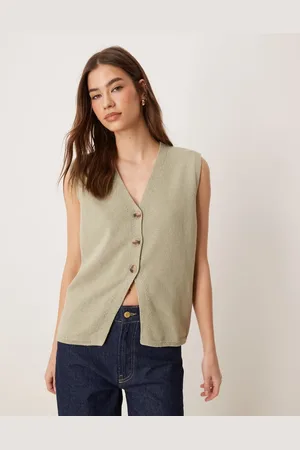 ASOS – Schlichte, locker geschnittene Strick-Weste in Khaki