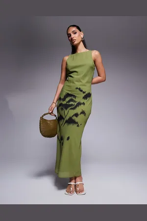 ASOS – Maxi-Trägerkleid aus Chiffon mit skizzenhaft plaziertem Blumendruck und U-Boot-Ausschnitt