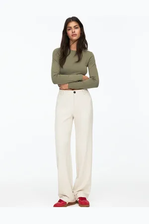 Pull&Bear – Elegante Hose in Ecru mit geradem Schnitt