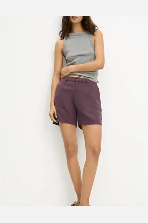Pull&Bear – Shorts in burgunderroter Leinenoptik