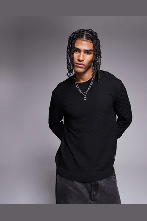 Armani Exchange – Strukturierter Pullover in mit Rundhalsausschnitt und Logo
