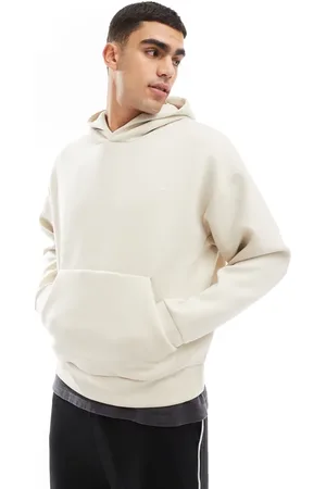 JACK & JONES – Oversize-Kapuzenpullover aus Neopren-Stoff in Cremeweiß