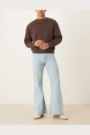 ASOS – Weite Schlagjeans in blauer Bleach-Waschung