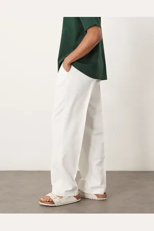 ASOS – Elegante Hose in Schwarz mit weitem Bein und Faltendetails vorne