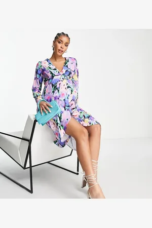 Twisted Wunder – Wickelkleid in Blau mit Print