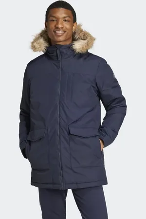 adidas – Paveric – Parka in Legenden-Tinte und Pelzbesatz
