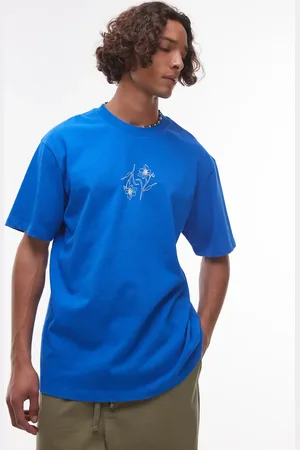 Topman – Oversize-T-Shirt in verwaschenem mit Blumen-Stickerei