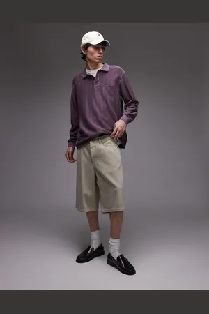 Topman – Shorts aus gewaschenem Twill in Khaki