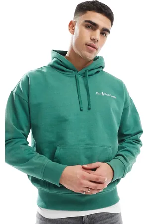 Ralph Lauren – Locker geschnittener, schwerer Oversize-Kapuzenpullover aus Fleece in Mittelgrün mit Polospieler-Schriftzug