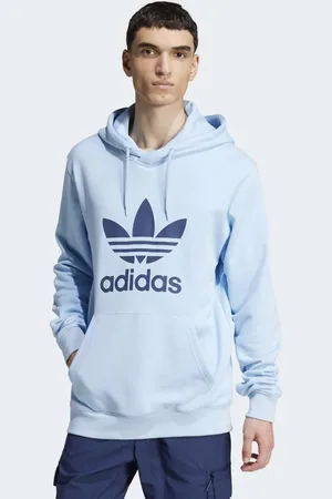adidas – Adicolor Classics – Kapuzenpullover in Clear Sky mit Dreiblattlogo