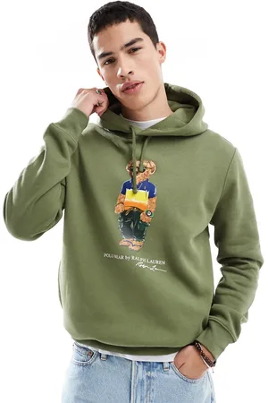 Ralph Lauren – Fleece-Kapuzenpullover in mit Strandbär-Print