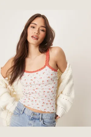 ASOS – Camisole mit Punkte- und Blümchenprint sowie Besatzdetail
