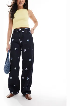 Dr Denim Dr. Denim – Donna – Weite Boyfriend-Jeans mit Blumenstickerei