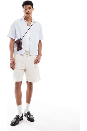 Pull&Bear – Cargo-Shorts in Ecru zum Reinschlüpfen