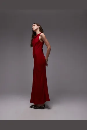 MANGO – Maxikleid aus Satin in mit drapiertem Ausschnitt