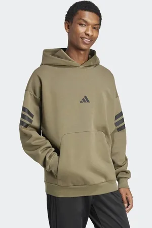 adidas – Future Icons – Kapuzenpullover in Olive Strata mit den drei Streifen