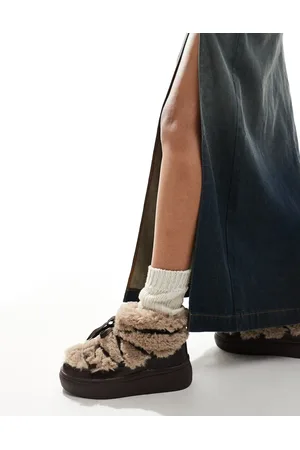 South Beach – Flauschige Schnürstiefel in mit niedrigem Schaft