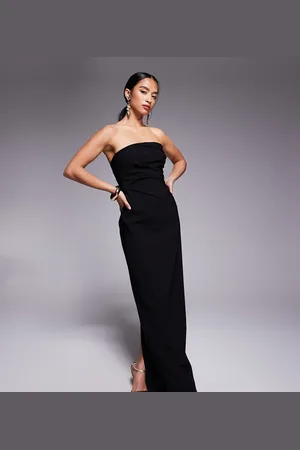 Vesper – Trägerloses Bengaline-Maxikleid in mit drapierter Taille