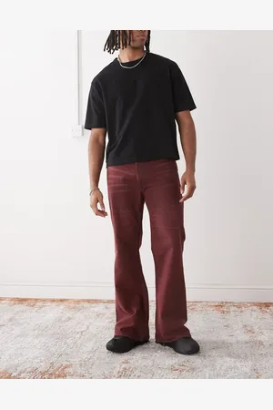 Cheap Monday X Landon Barker – Boo – Bootleg-Jeans mit Waschung in Burgunderrot
