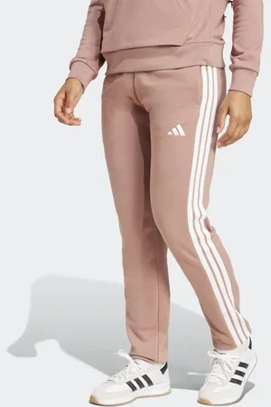 adidas – Essentials – Hose in Warm Clay / Weiß aus French Terry mit Bündchen und den 3 Streifen