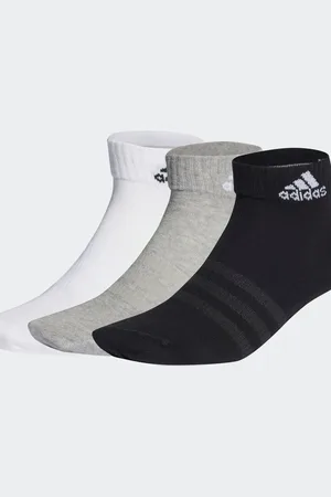 adidas – 3 Paar dünne, leichte Knöchelsocken in meliertem Mittelgrau / Weiß / Schwarz