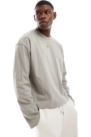 ASOS – Schweres, langärmliges Boxy Fit Oversize-Shirt in Khaki, 240 g/m²