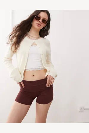 Miss Selfridge – Shorts in Schokobraun mit umgeschlagenem Bund